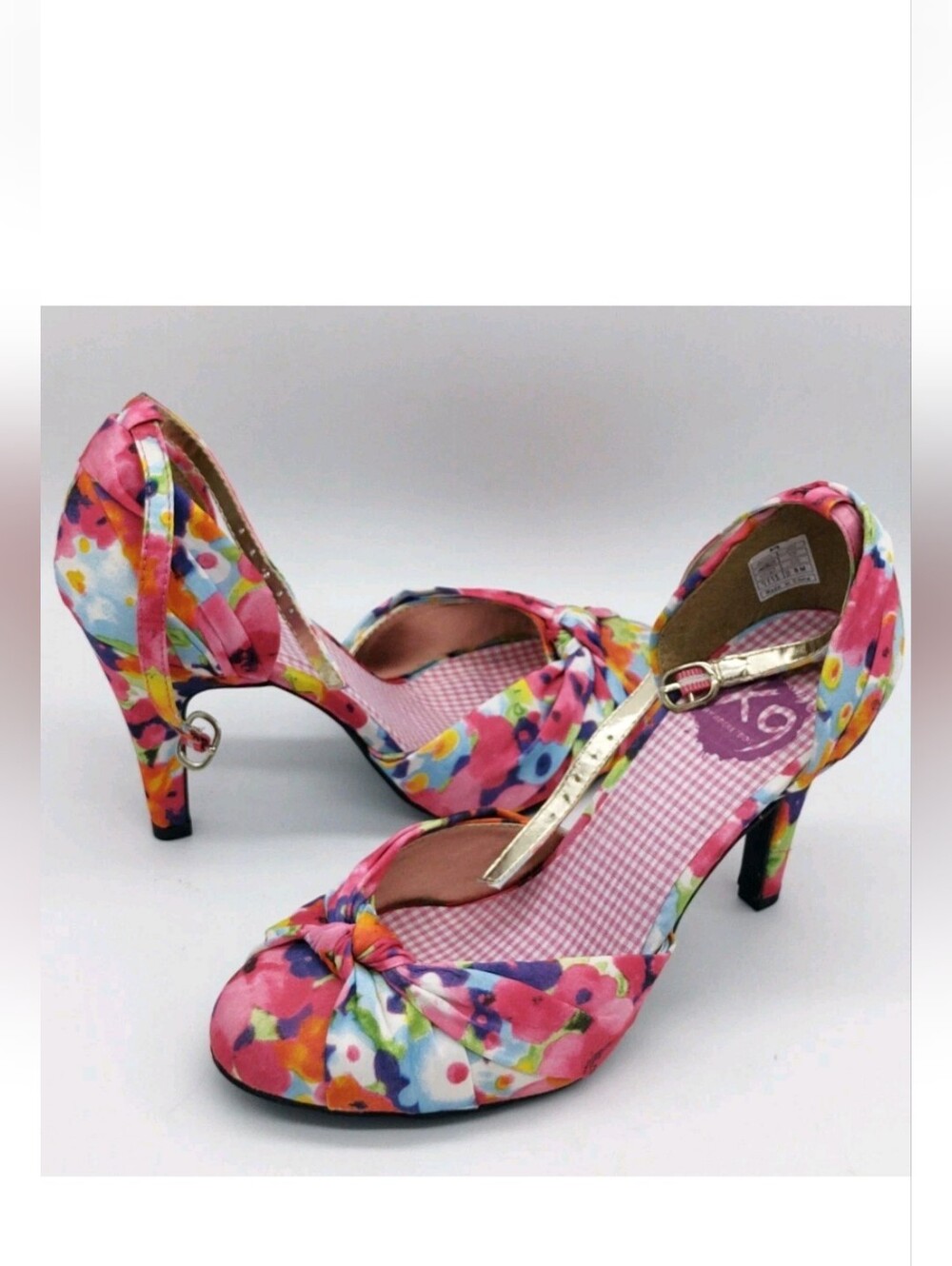 New' K9 Rocket Dog Womens Pump Shoes Pink Floral Slim Heels Ankle Strap 8 M